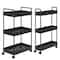 Black 3-Tier Slim Storage Kitchen Cart Set